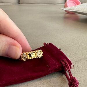 Gold color coated perlee ring size 7 unbranded